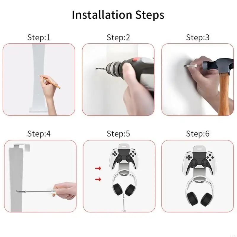 

Wall Mount Bracket Includes Controller & Headphone Holder Hanger Wall Mount Shelf Game Consoles Wall Mounting for PS5slim F19E
