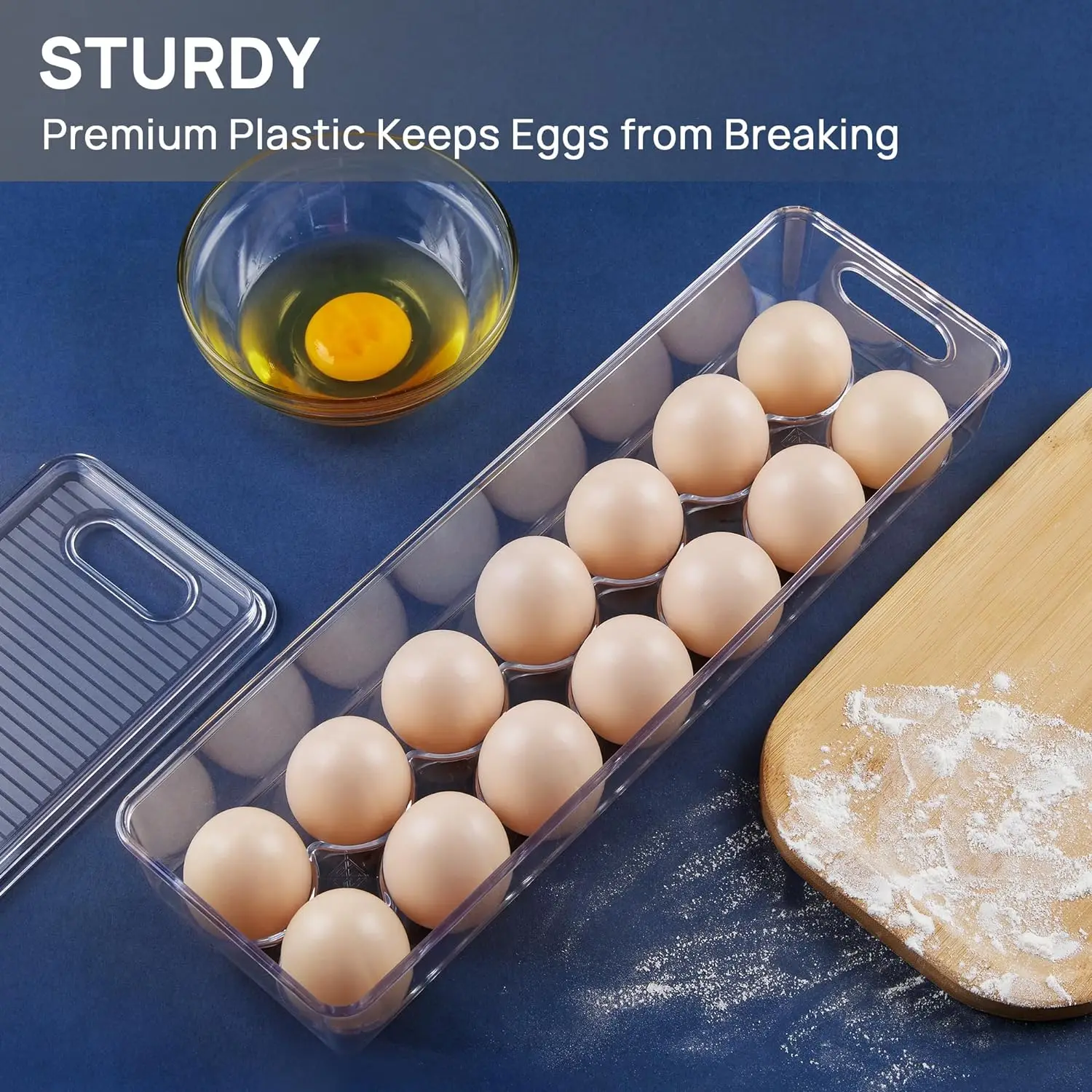 1pack  Egg Container for Refrigerator, 14 Egg Organizer Holder for Refrigerator organization, Clear Stackable Egg Tray