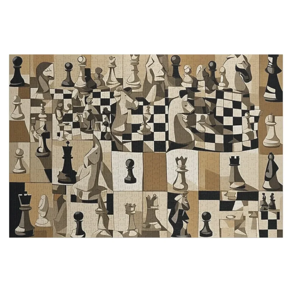 

Cubist Chess Harmony Jigsaw Puzzle Wood Animals Personalize Puzzle