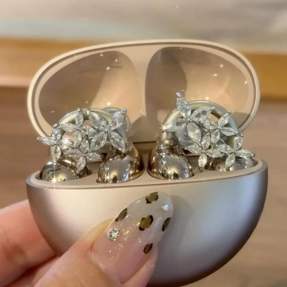 Exquisite Flash Rhinestone Ear-Clip Earphone Charms Tassel Butterfly Earrings Ear Jewelry Translucent Wings Ear Clip Ladies