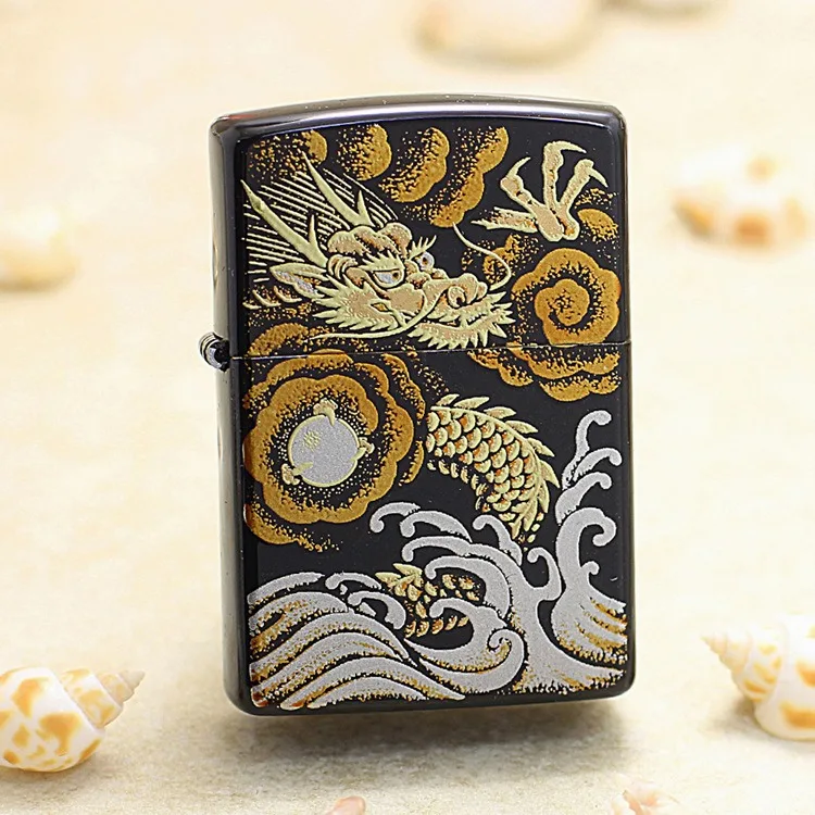 

Подлинная зажигалка Zippo Jinshi, окрашенная маслом дракона, медная ветрозащитная сигарета, керосиновые зажигалки, подарок с кодом защиты от подделки