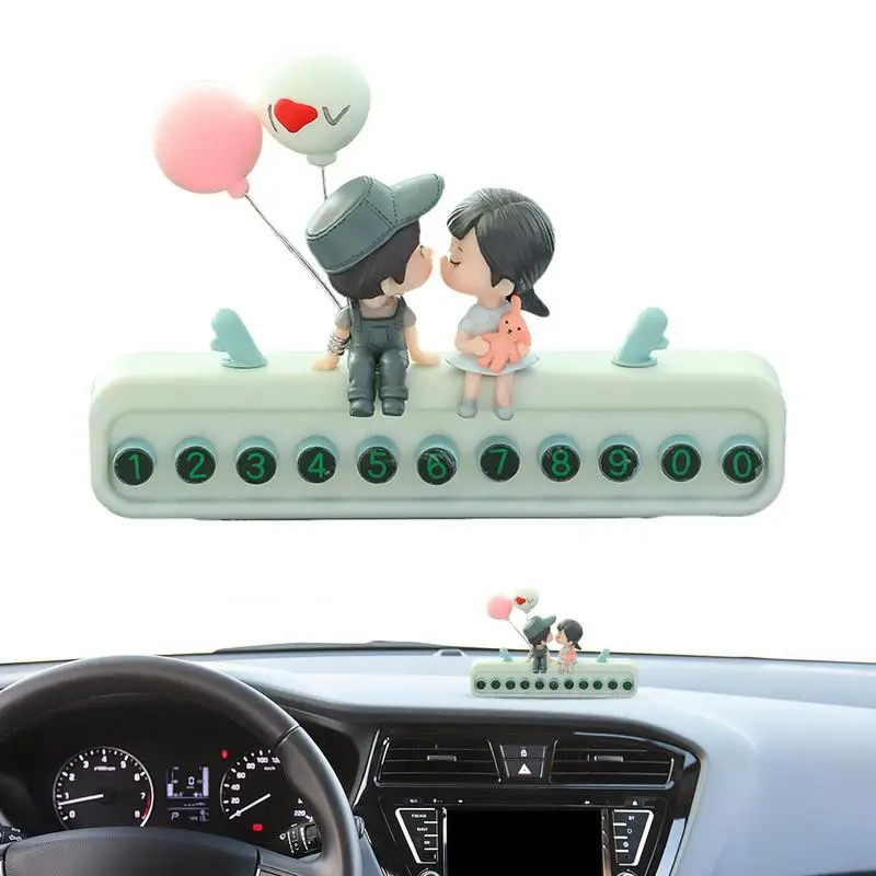 Stop Parking Card Temporary Heatproof Auto Dashboard Couple Doll Parking Card Colorful Dashboard Display Decors For Vehicles