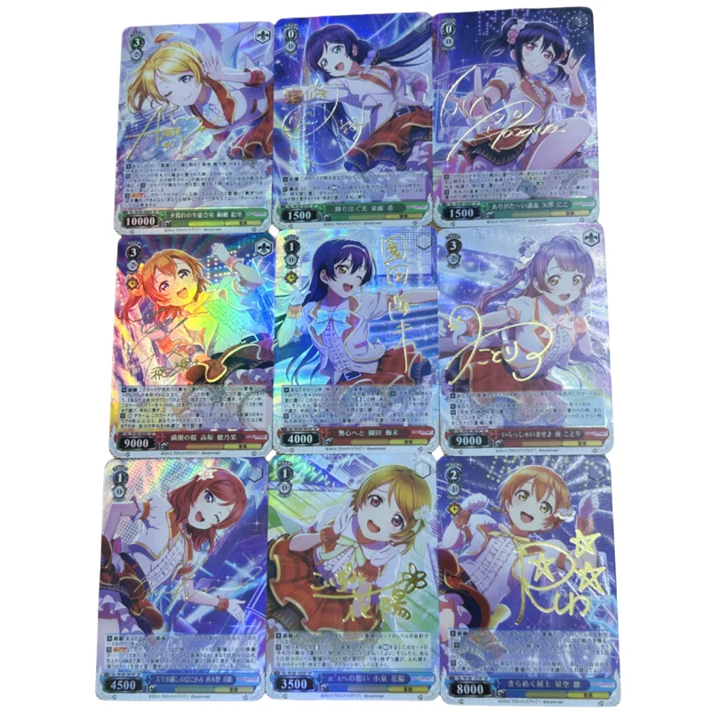 9Pcs/Set WS Cards LoveLive Nico Yazawa Honoka Kousaka Kotori Minami Golden Sign DIY Anime Game Characters Collection Flash Cards