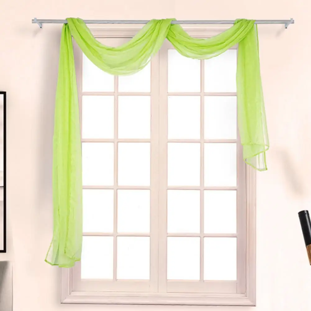 Solid Color Ultra-thin Window Screening Fully Hemmed Sheer Voile Window Scarf European Style Princess Window Gauze