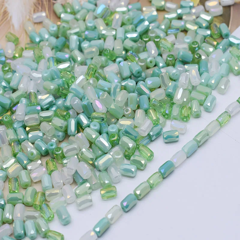 4x6mm 40pcs/bag Multiple Styles Barrel Shape Faceted Crystal Glass Beads for Jewelry Making DIY Necklace