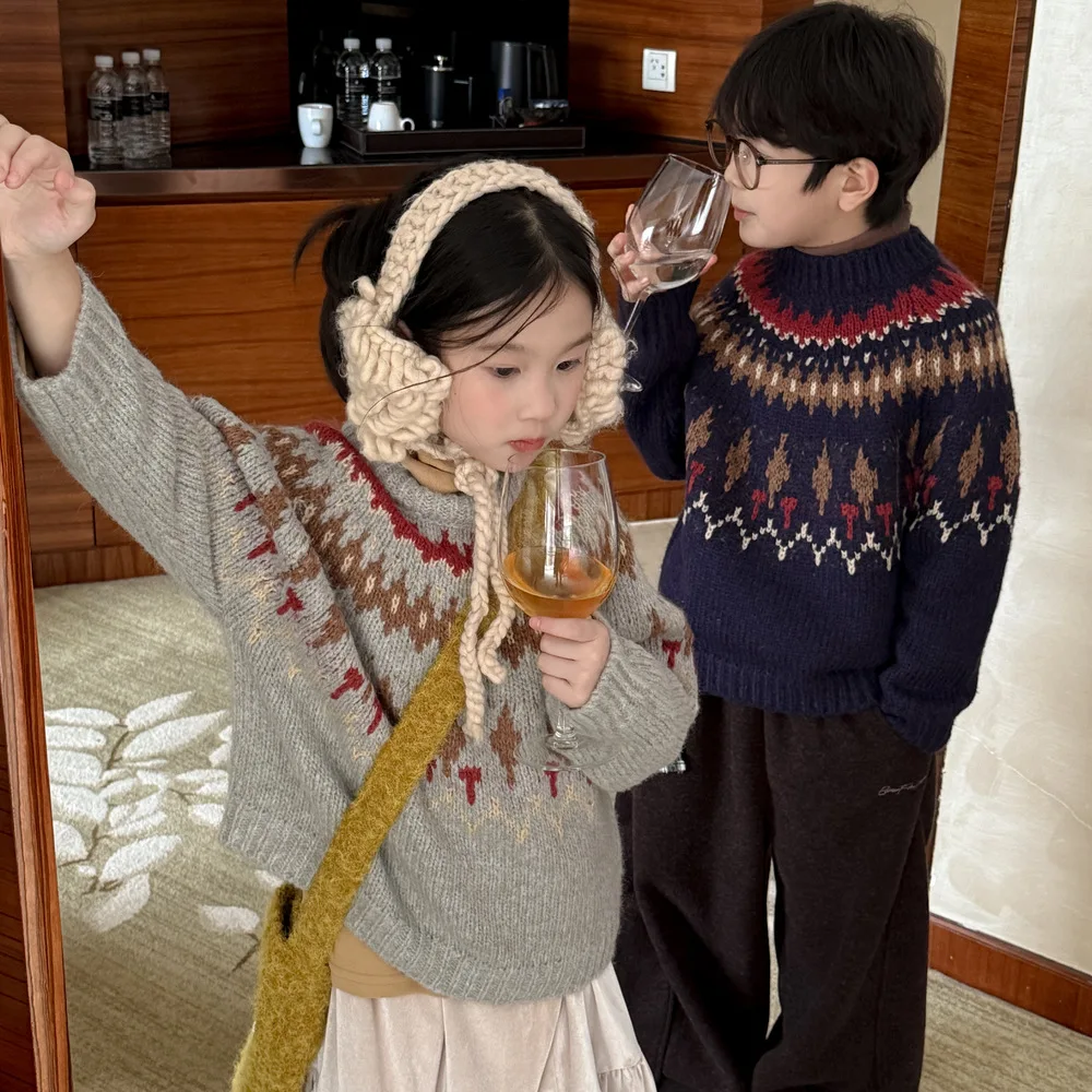 children's-sweater-2025-autumn-and-winter-new-boys-and-girls-round-neck-thickened-fairland-sweater-lazy-pullover-tops