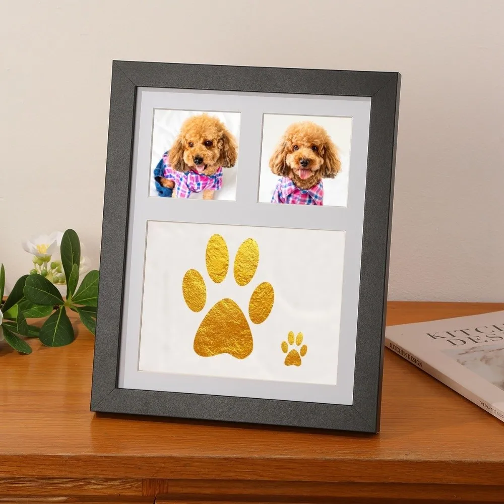 DIY Pet Paw Print Kit Frame Wooden Photo Display