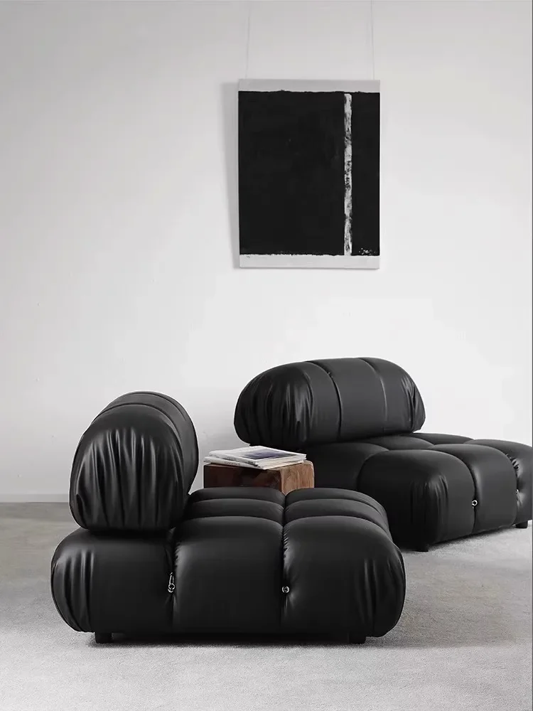 Sofá de combinación libre con módulo medieval, sofá wabi negro retro