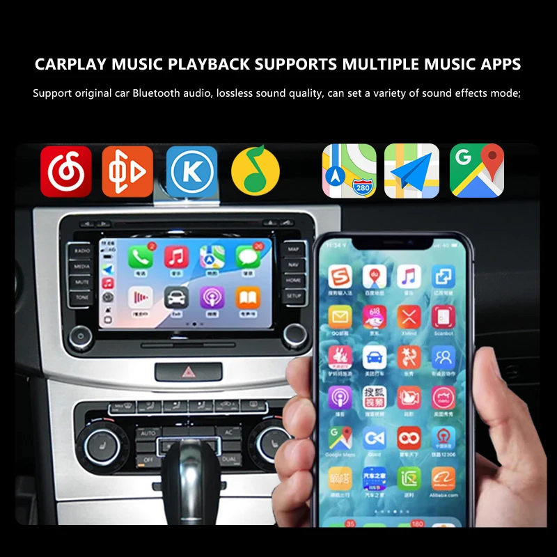 Беспроводная навигационная карта CarPlay Android Auto для VW/Volkswagen Tiguan Passat Sharan Toura RNS510, радио Mirror Link, обратное изображение