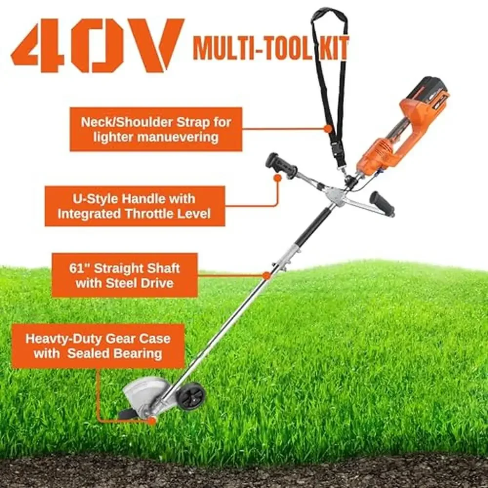 40V 4-in-1 Garden Tool Kit Brush Cutter Edger Hedge Trimmer Pole Saw 20