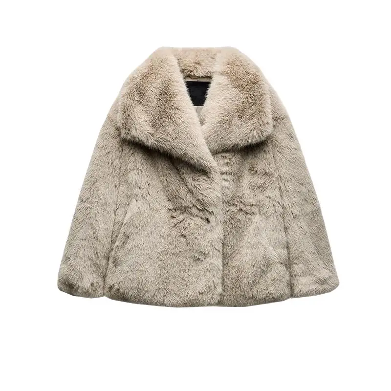 Herfst Winter Nieuwe dameskraag Lange Sve Kunstbont ortjas Jaet Normale Sve-lengte Normale jaslengte