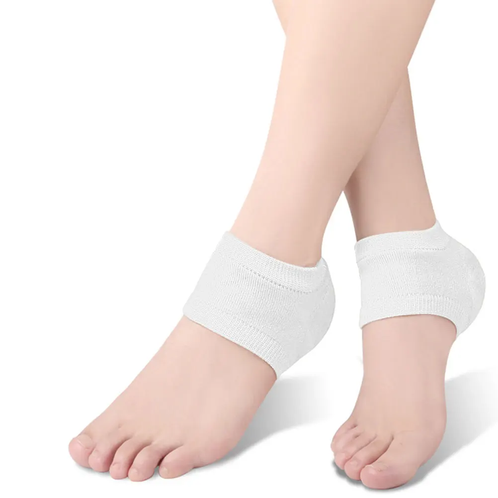 

2 Pairs Heel Socks Foot Protectors White Beige Half Toeless Covers Cracked Heels Moisturizing Gel Reusable Soft Comfort Fit Men