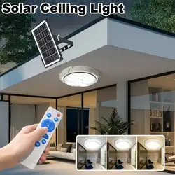 LED Solar Light Solar Ceiling Light Indoor Balcony Outdoor Garden Lamp Waterproof with Remote Control Dimmable 3 Lighting Colors