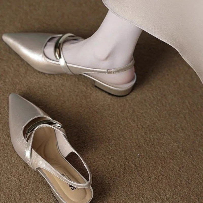 

Новые модные женские туфли на высоком каблуке с острым носком и пряжкой, однотонные, весенние, класса люкс