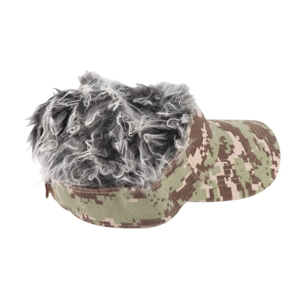 Green Digital Wig Integrated Baseball Cap Coffee Head Circumferences 560-620mm Funny Hip Hop Prank Wig Hat