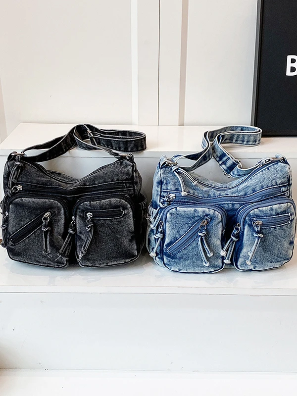 

2025 Новая модная универсальная джинсовая наклонная сумка через плечо на одно плечо, повседневная маленькая сумка в стиле ретро