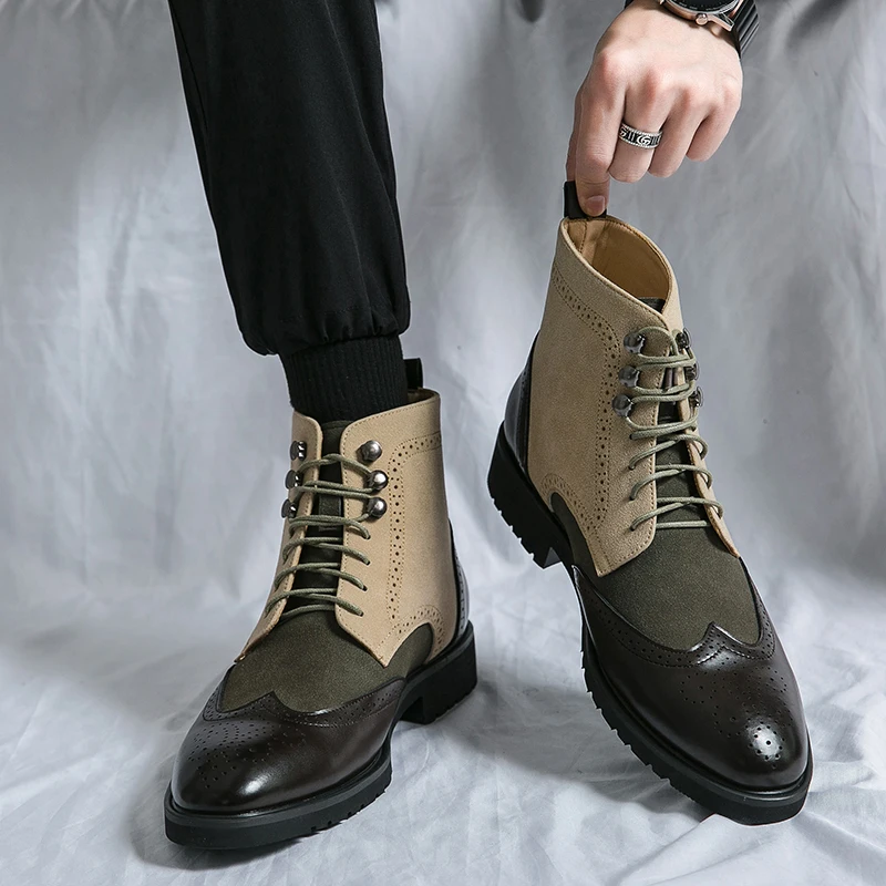 2023 Men Luxury Fashion Business Casual Comfort Versatile Boots Anti-slip Wearable Walk Sneakers Daily Commute Casual Men Boots