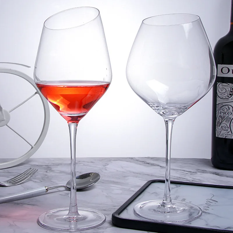 Creative Oblique Mouth Red Wine Glass Crystal Goblet Glass Cup Wedding Bordeaux Burgundy Champagne Cup Bar Family Gift Drinkware