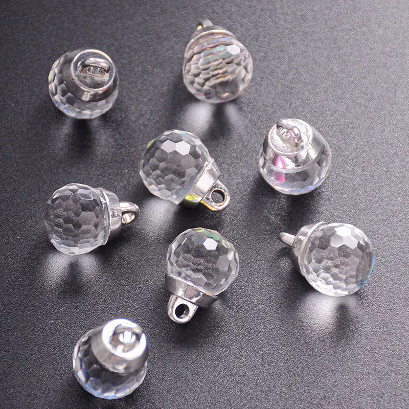 10pcs/Pack 12mm Colorful Glass Crystal Buttons For Shirts Fashion Multifaceted Spherical Shape Clothing Buttons Sewing Accessory