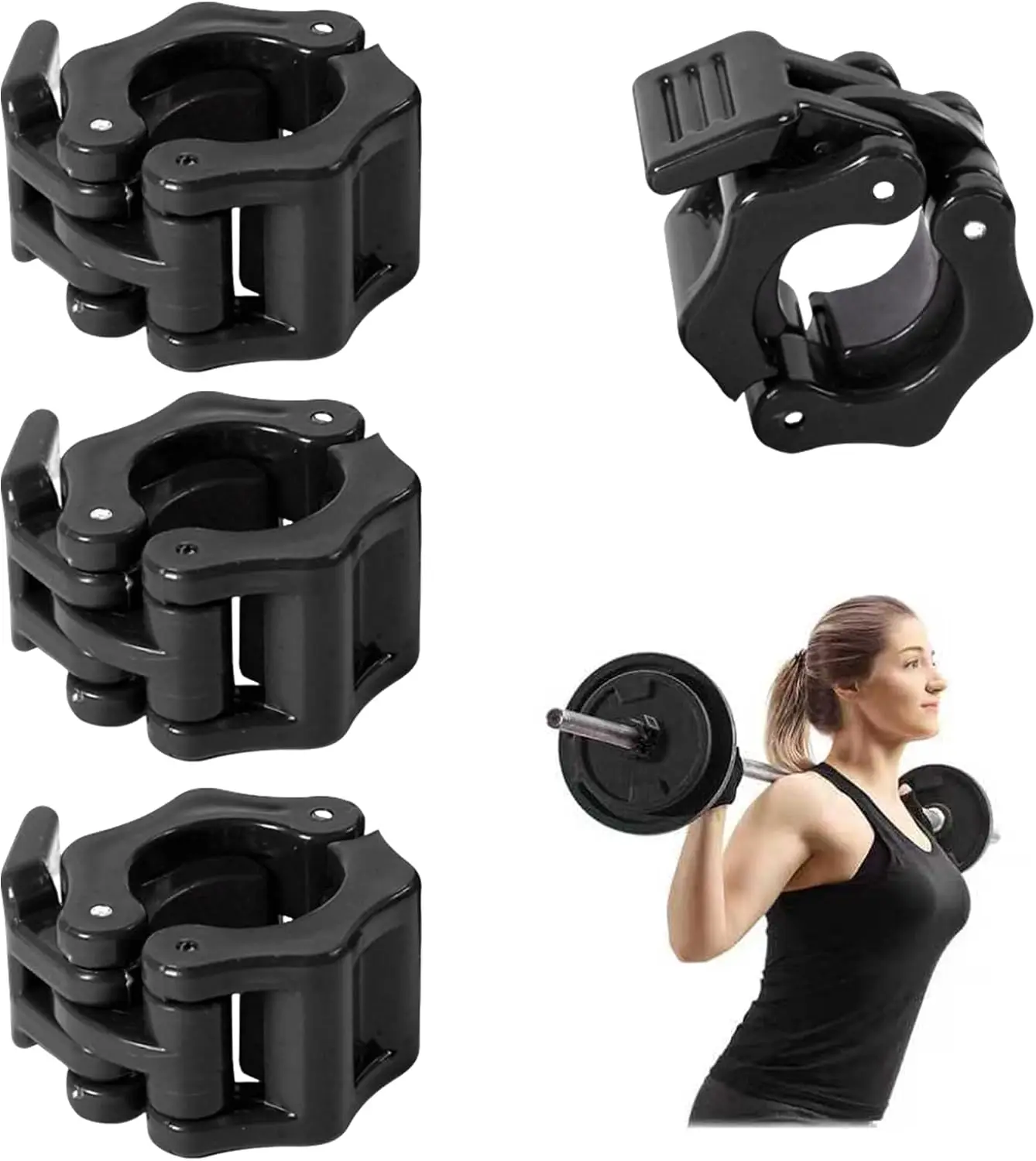 2 Pack Dumbbell Barbell Clamps 50mm, Quick Release Weight Bar Collars, Secure Locking Barbell Clips for Weightlifting, Workout, Strength Training & Fitness Accessories