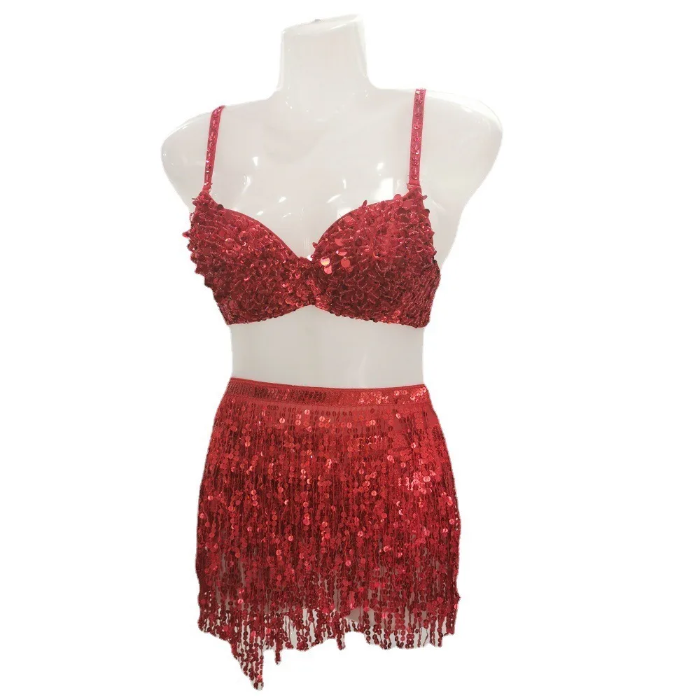 

Юбка с блестками на Хэллоуин, костюм для танца живота, джазового танца, костюм для танца на пилоне, платье с кисточками, сценическое представление, сексуальная женская одежда