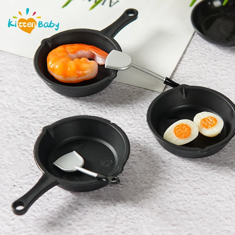 1:12 1:6 Dollhouse Miniature Frying Pan Casserole Saucepan Cookware Kitchen Model Decor Toy DIY Doll House Cooking Accessories