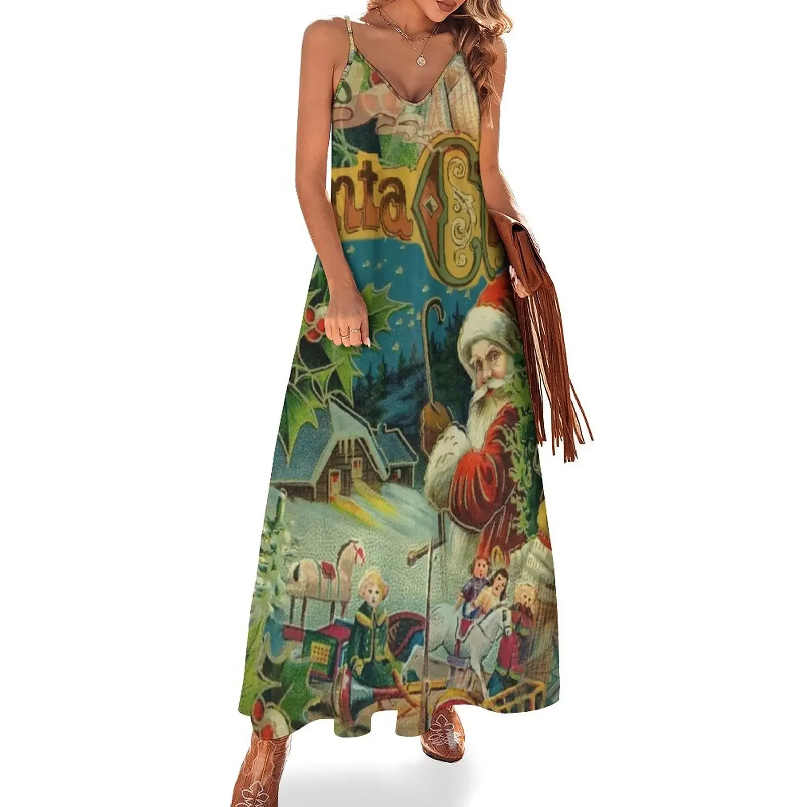 

Christmas Santa Claus Victorian Antique Vintage Sleeveless Dress summer dresses womens 2025