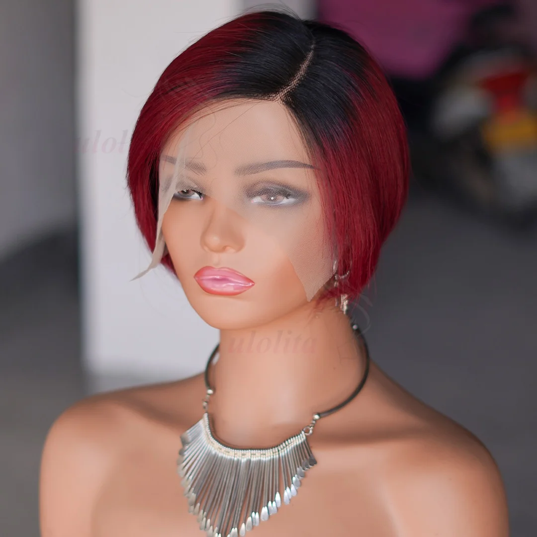 99JPixie Cut 13x4 Transparente Lace-Front-Perücken für Frauen, kurze Bob-Perücke, Inidan, vorgezupfte Lace-Frontal-Perücke aus Echthaar, 200 Dichte – Detail 20