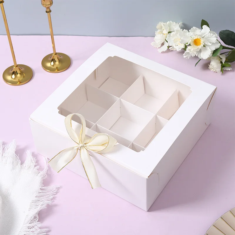 5pcs 6/9 Holes Cavity Cupcake Boxes Holder Dessert Containers with Window and Cupcake Boxes and Packaging Cake Cookie Boxes