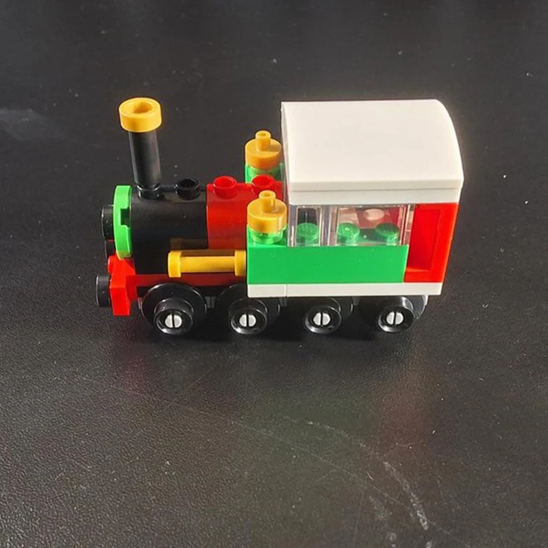 49PCS MOC Winter Kerst Trein Uitgebreide Vakantie Model Modulaire Bouwstenen DIY Speelgoed voor Kinderen Feestelijke Decoratie Cadeau