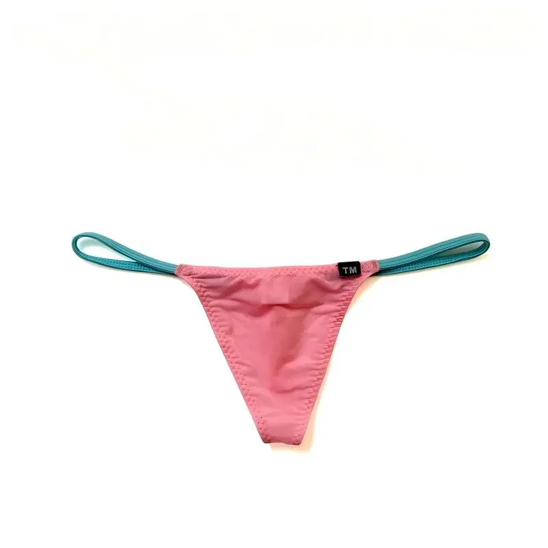 Men's Translucent Color Contrast Thong Underwear, Sexy Slim Fit T-Back Panties Soft Breathable Stretch Low Rise Briefs for Daily