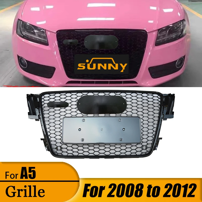 

Suitable for 08-12 Audi A5 Centre Mesh Conversion RS5 Front Bar Honeycomb Gloss Black Grille Mesh