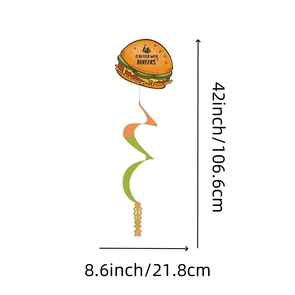 1 pcs, Happy Birthday Party Outdoor Hamburger Donut Rainbow Windsock, Fun Party Celebration Garden Wind spinner Decoration view 4