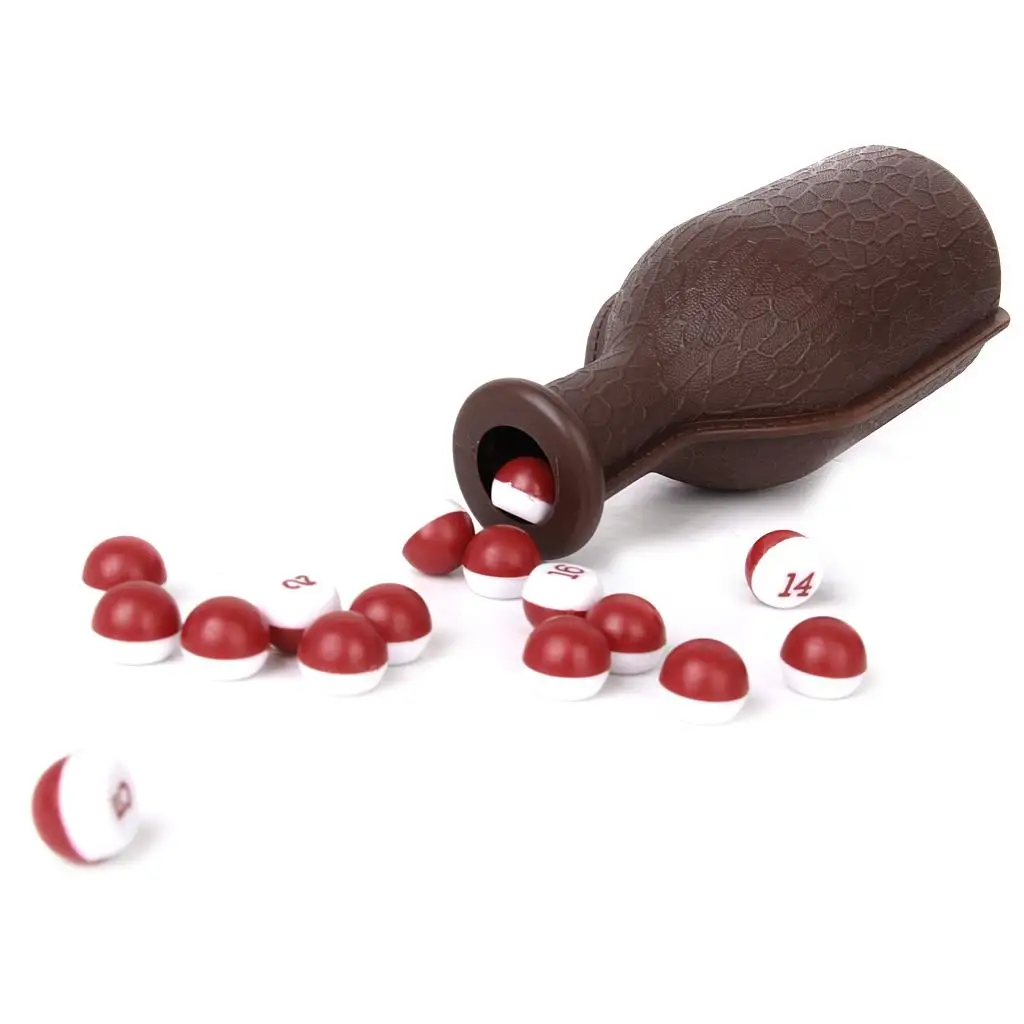 1 bottiglia per shaker da biliardo Kelly con 16 palline di pisello numerate