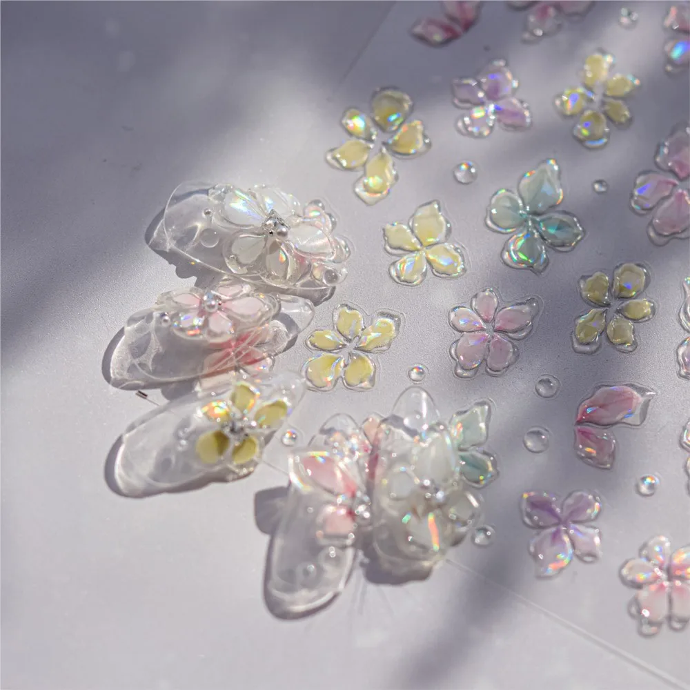 1 folha 5d geléia pétala flor etiqueta da arte do prego flash florescendo floral slider adesivo auto adesivo fantasia flores manicure decalques