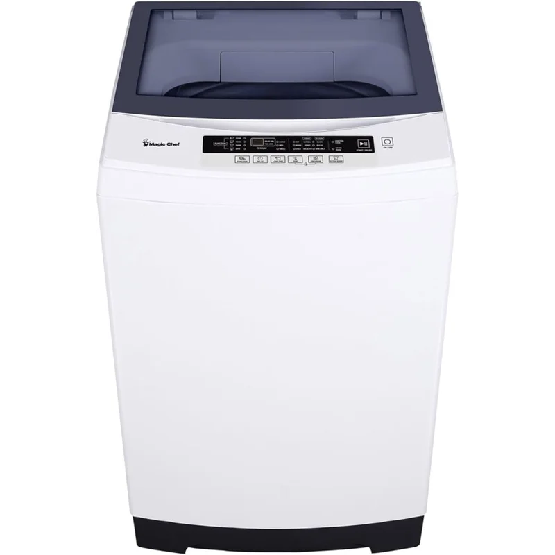 Magic Chef Top Load Compact Washer with LED Display, 6 Cycles, Delay Start Function, 3 Water Levels & 3 Temperature Settings