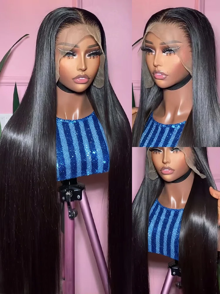 

300% High Density Hd 13x4 13x6 Bone Straight Human Hair Lace Front Wigs Malaysia 36 40 Inch Full Lace Frontal Wigs For Women