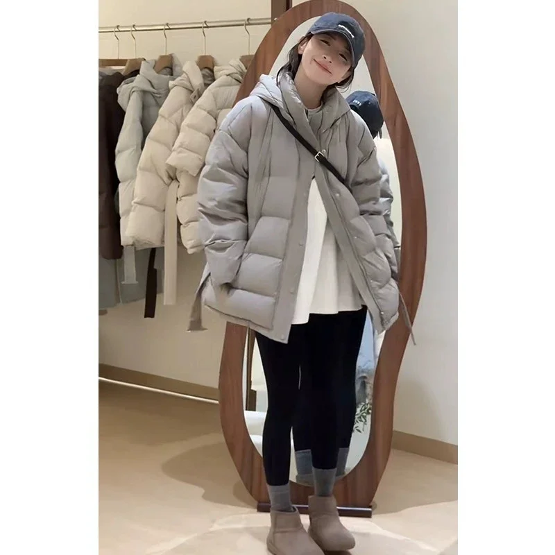 

Женский теплый пуховик на толстой хлопковой подкладке, корейские свободные парки с капюшоном, длинное пальто, зимняя верхняя одежда, новинка 2022г.
