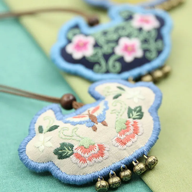 Traditional Chinese Embroidered Fortune Bag DIY Kit Lucky Ruyi Shape Auspicious Pendant Material Package Vintage Accessories