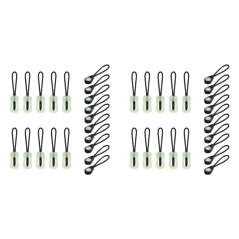 A99T 40 Pcs Self Luminous Zipper Pulls, Zipper Puller Head Glow In The Dark Anti Lost For Outdoor Mountaineering Camping
