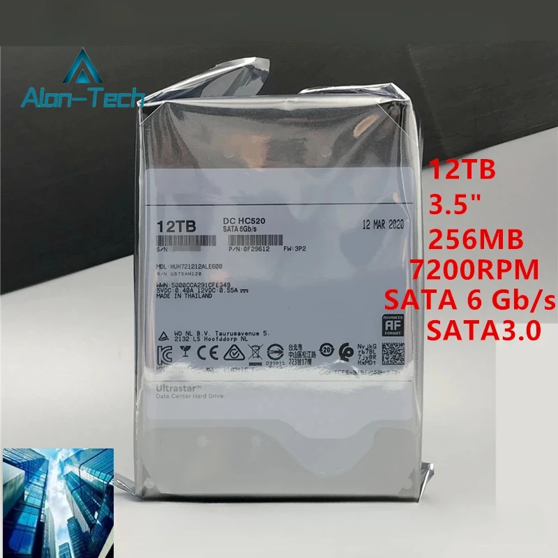 

HDD HUH721212ALE600 for W-D/H-GST 12TB 3.5 "SATA 6gb /s 256MB 7200RPM Internal HDD for enterprise-class HDD