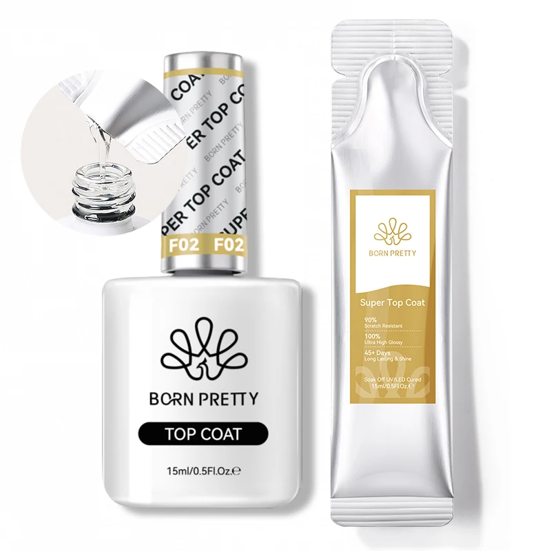 BORN PRETTY Cena Top Coat Set di smalti gel per unghie 15g 6 in 1 Colla per unghie Gel Soak Off Vernice UV LED Tutto per kit per unghie Mancure