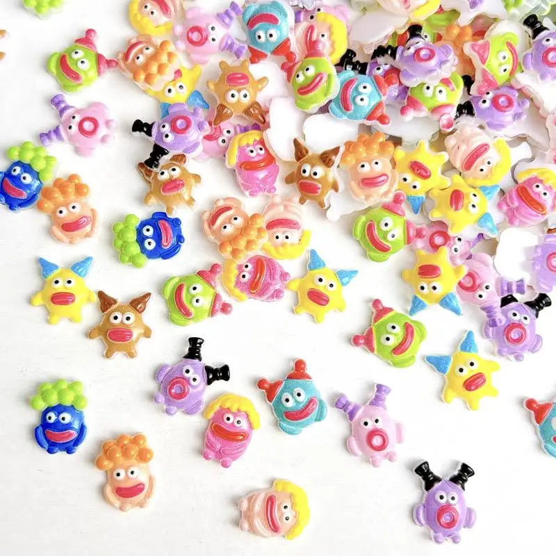 

Random Mixed Dopamine Colored Thick Lip Expression Doll Nail Charms 3D Resin Kawaii Clown Doll Nail Art Decorations DIY Crafts