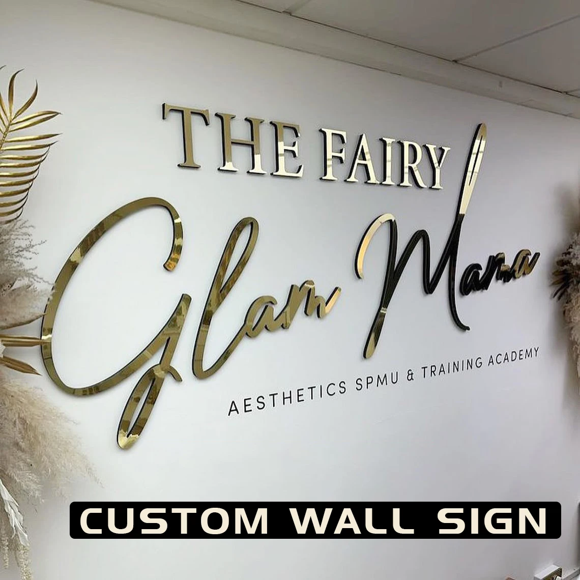 Letrero con logotipo de negocios personalizado, letrero grande 3D con nombre acrílico montado en la pared, salón de belleza/oficina/tienda/decoración del hogar, decoraciones de Halloween