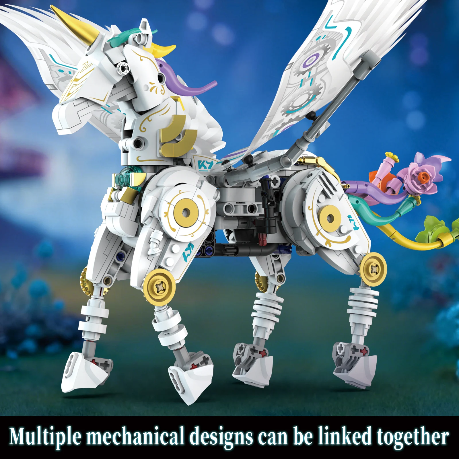 Modèle de licorne mécanique 817 pièces, blocs de construction, créature fantastique, briques à assembler créatives, jouet cadeau pour filles, adolescentes et adultes