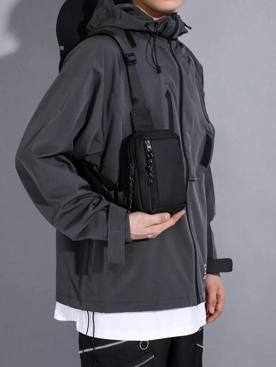 

Mens Waterproof Nylon Chest Bag Outdoor Waist Pack Mobile Phone Holder Travel Hiking Bag