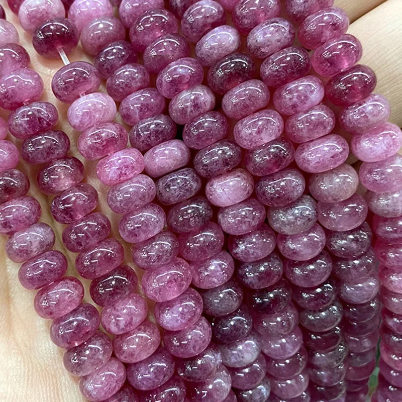 5x8MM Natural Stone Rondelle Pink Tourmaline Abacus Round Loose Space Beads for Jewelry Making Diy Bracelet Earrings Accessories