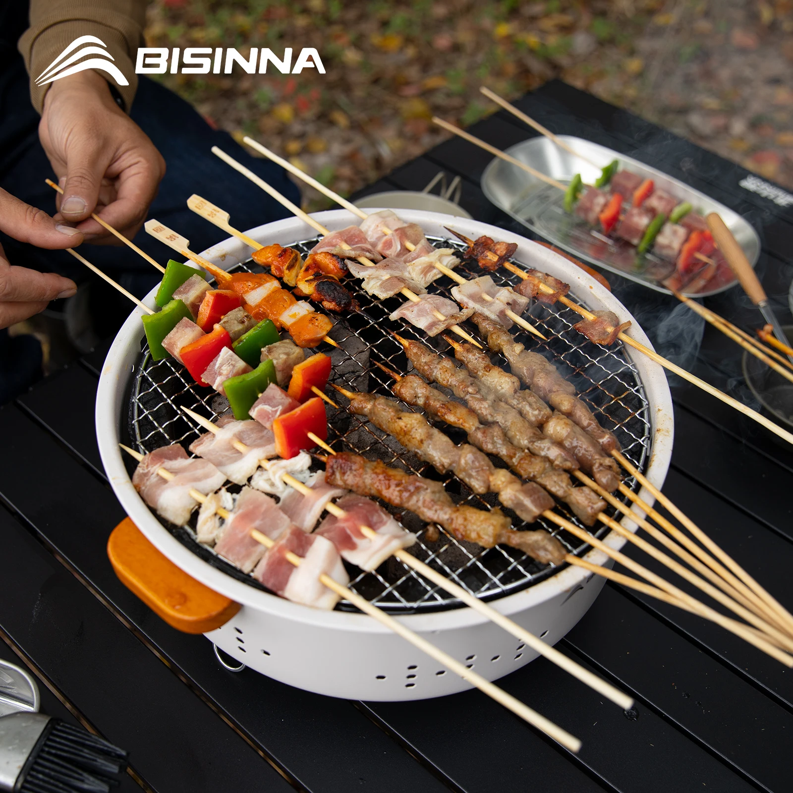 BISINNA Outdoor Fire Pit, Home Multi-funcationcl Fire Pits BBQ Grill for Camping, Picnic, Bonfire