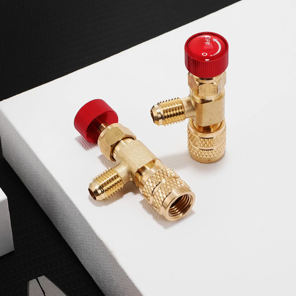 2개 냉매 충전 밸브 구리 알루미늄 소재 간편 설치 에어컨 냉매 어댑터 볼용