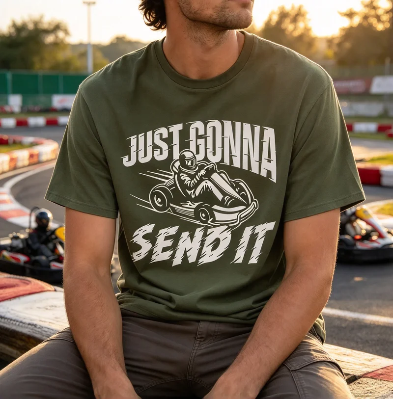 Ust Gonna Send It Go Kart Racing Graphic T Shirt Men Kart Driver Short Sleeve Tee Birthday Gift for Kart Lover Harajuku Y2k Top